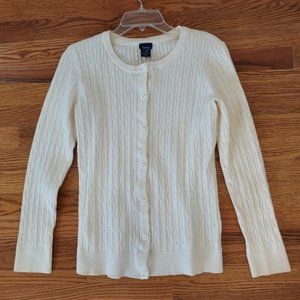 BASIC EDITIONS IVORY BUTTON UP SWEATER SIZE S
